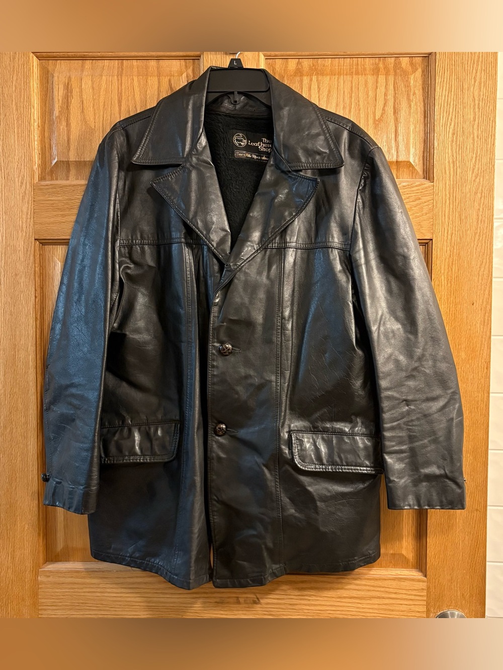 Vintage Sears The Leather Shop Jacket Coat Black Men’s 42 Reg - Removable Liner